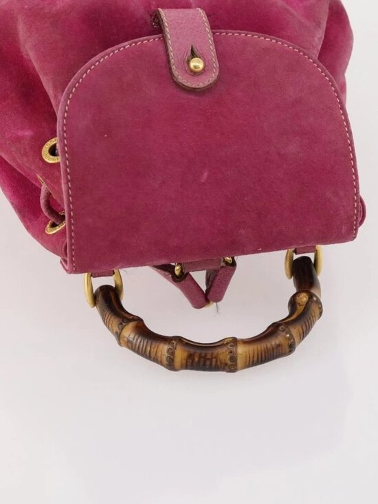 GUCCI Bamboo Backpack Suede Pink Gold 003 58 0030 Auth BA10647 main image 14